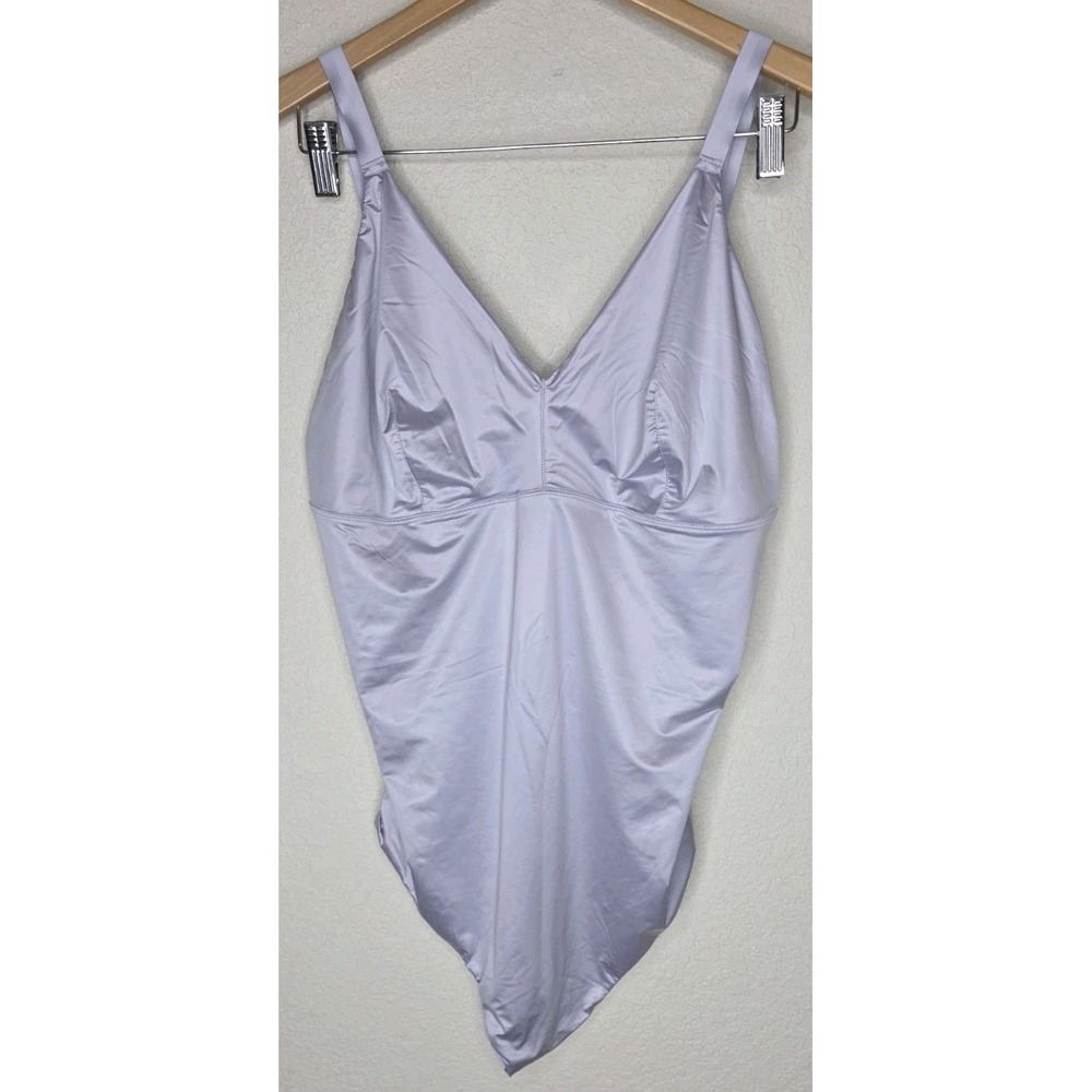 SPANX Satin Shaping Orchid Purple Thong Bodysuit Women Plus 3X Shapewear
